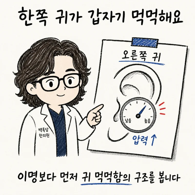 한쪽 귀가 갑자기 먹먹하고 울릴 때, 이명보다 먼저 봐야 할 것들 | 인천 송도 이관개방증