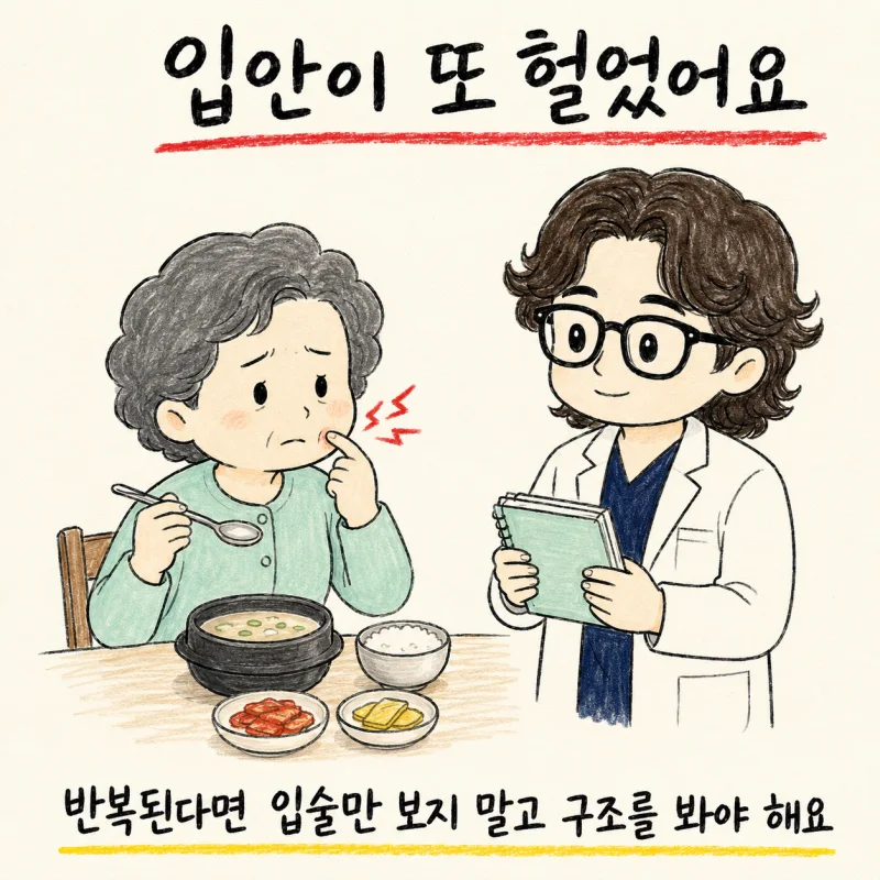 입안이 자꾸 헐고 입꼬리가 찢어질 때｜인천 송도 구내염·구순염·구각염