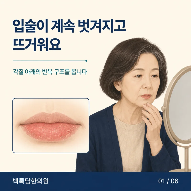 60대 여성 박탈성 구순염, 단순 건조와 다르게 봐야 하는 이유 | 인천 송도 한의원