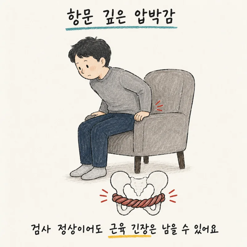 인천 송도 항문거근증후군 · 후중감 · 항문 경련성 통증 · 골반저 근육 경련